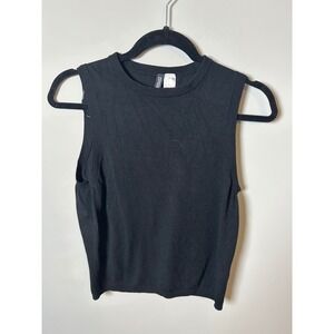 H&M Divided Womens Medium Black Sleeveless Knit Crew Neck Shell Top Tank